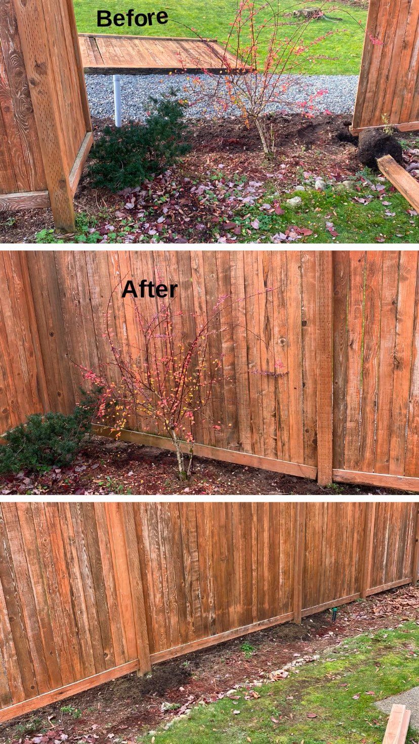 A fallen section of the fence after windstorm was 