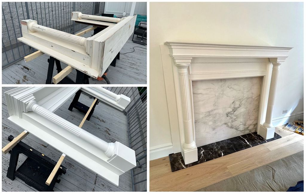 old fireplace mantle restoration & install