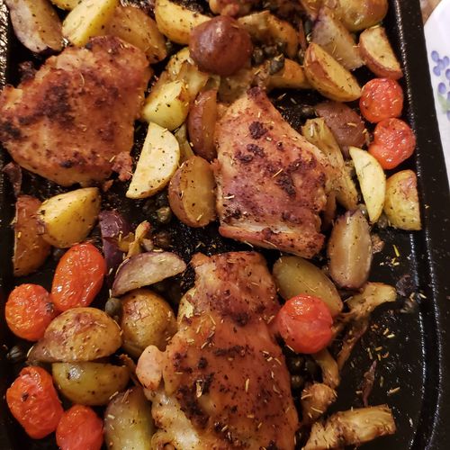 Bake Chicken, Potato and Tomato