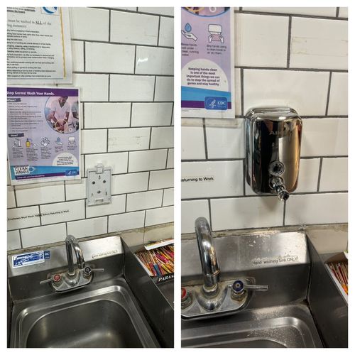 Soap dispenser installation 