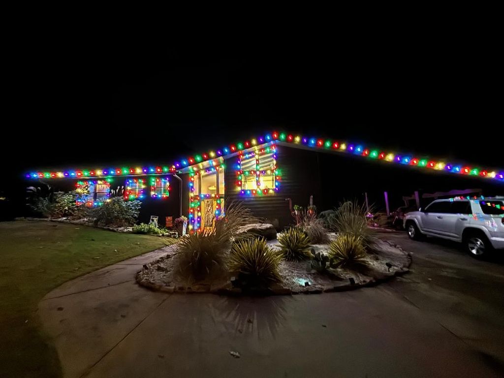 Multi colored holiday lighting fun.