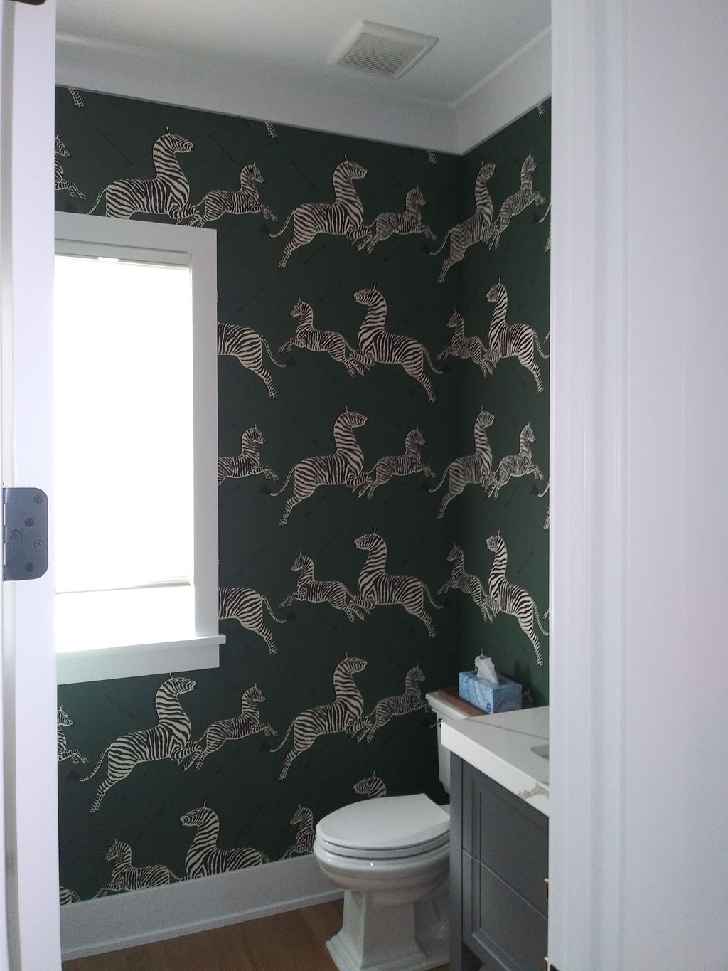Powder Room wallpaper install