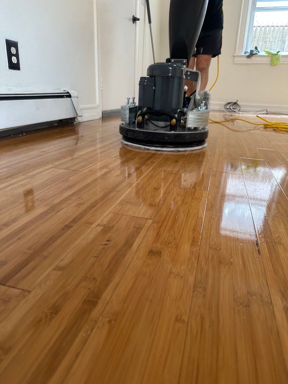 Wood floor cleaning and  polishing
