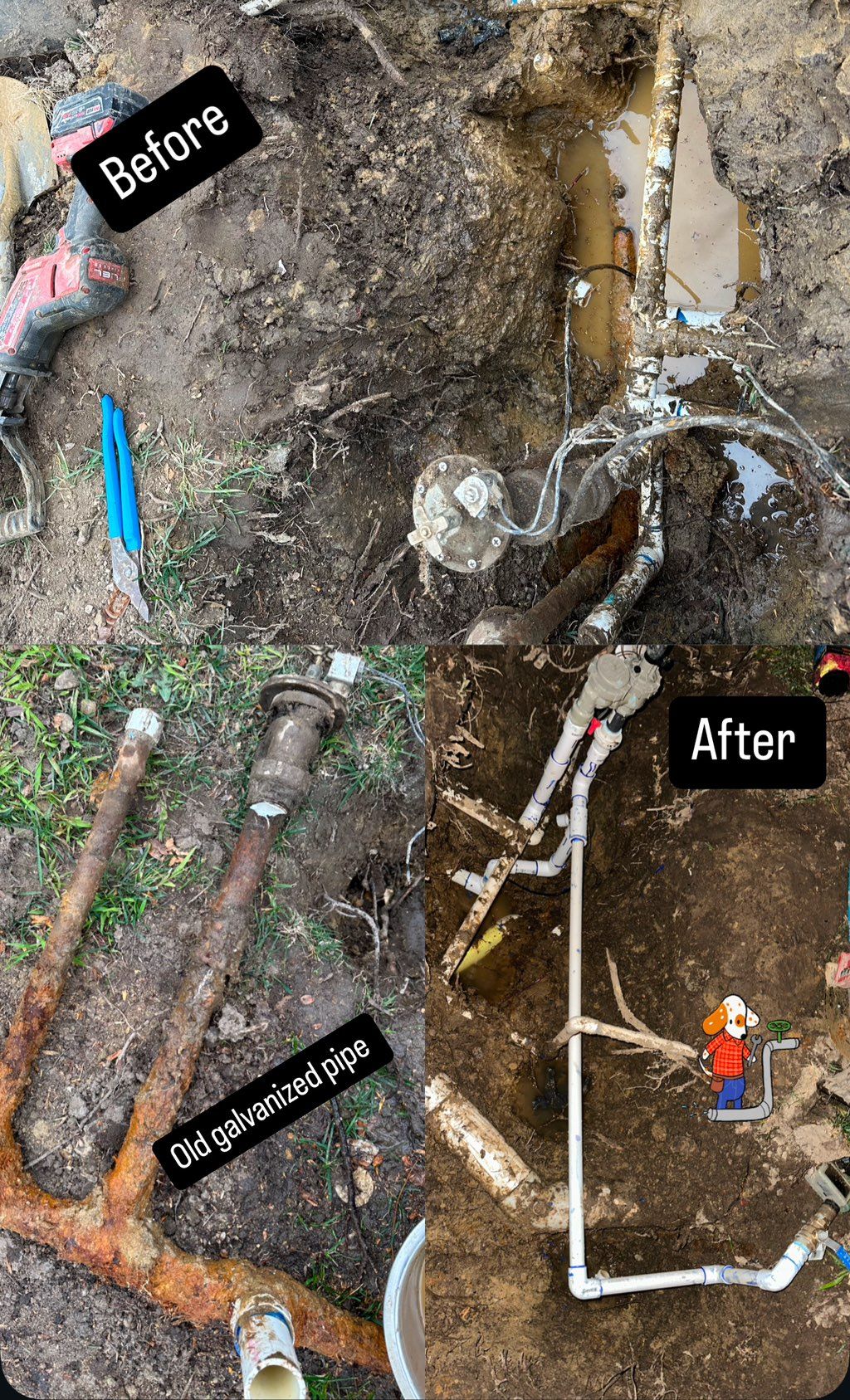 Old galvanized pipe repair 