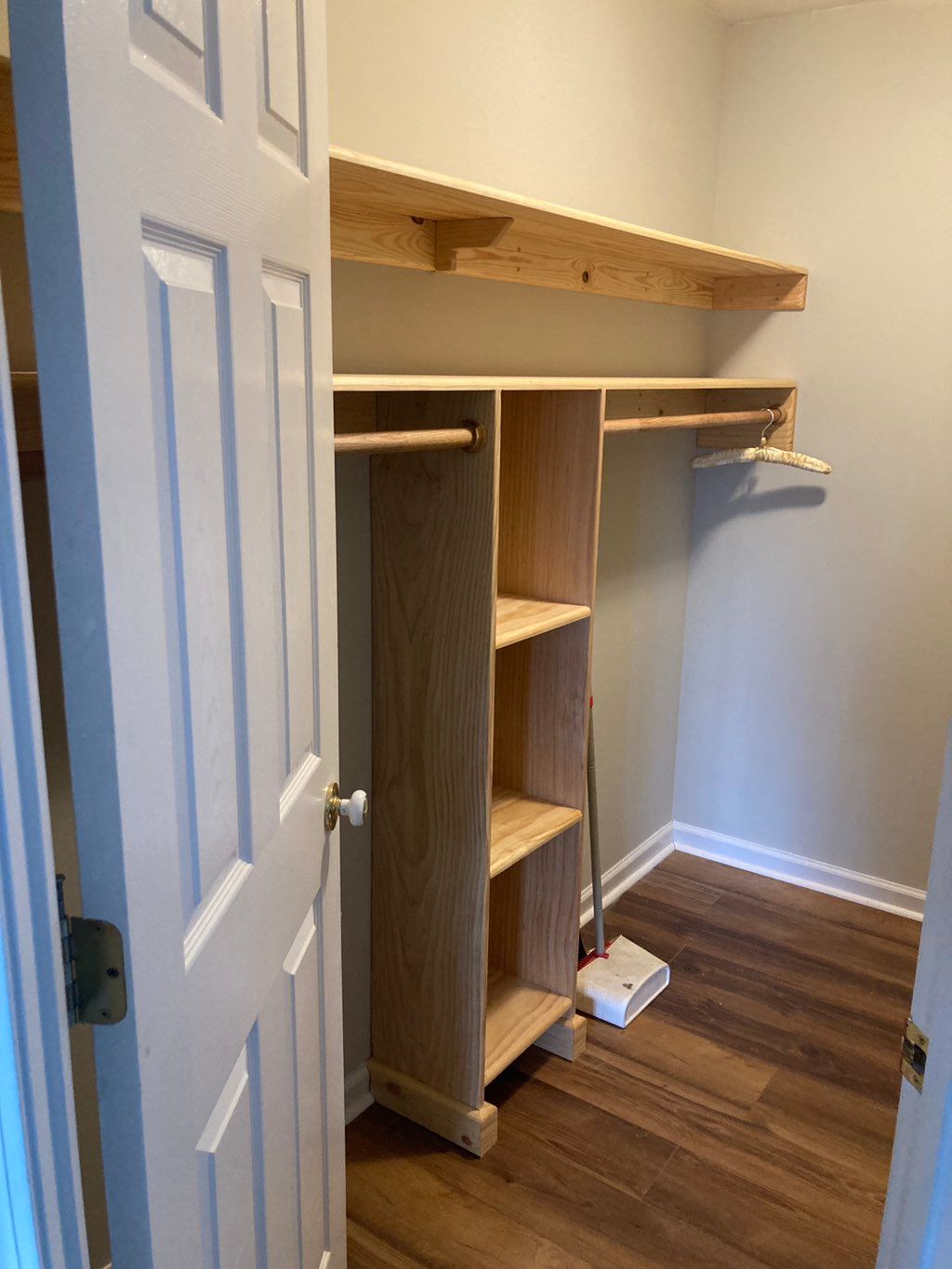 Custom built closet shelving package. Built out of