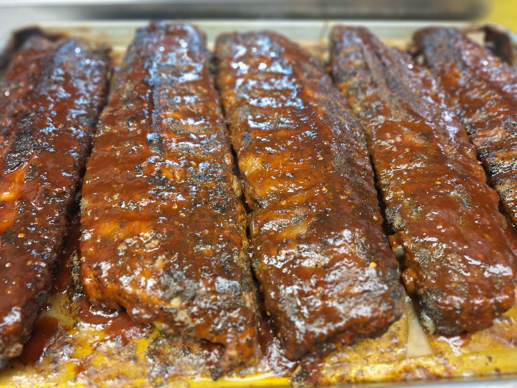 Baked BBQ ribs with apple sage bbq sauce