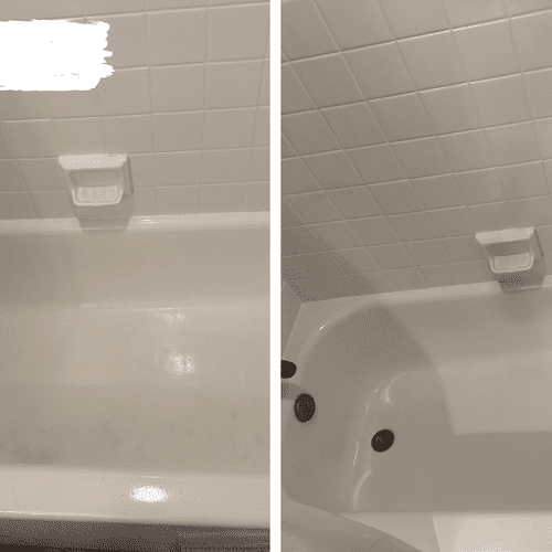 Before-and-after bathroom cleaning photos! Our dee