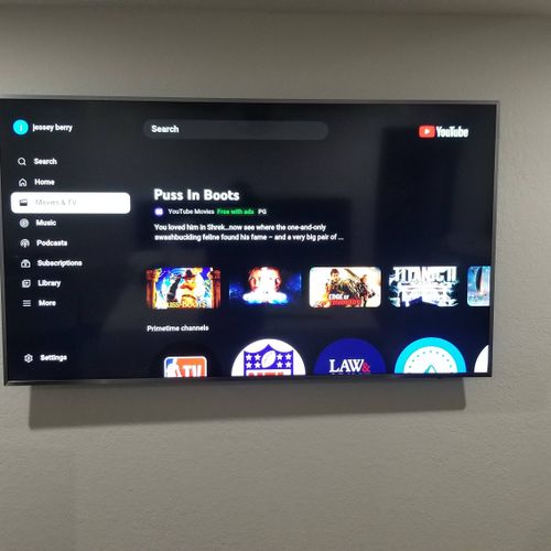 TV mounting with hidden cables.