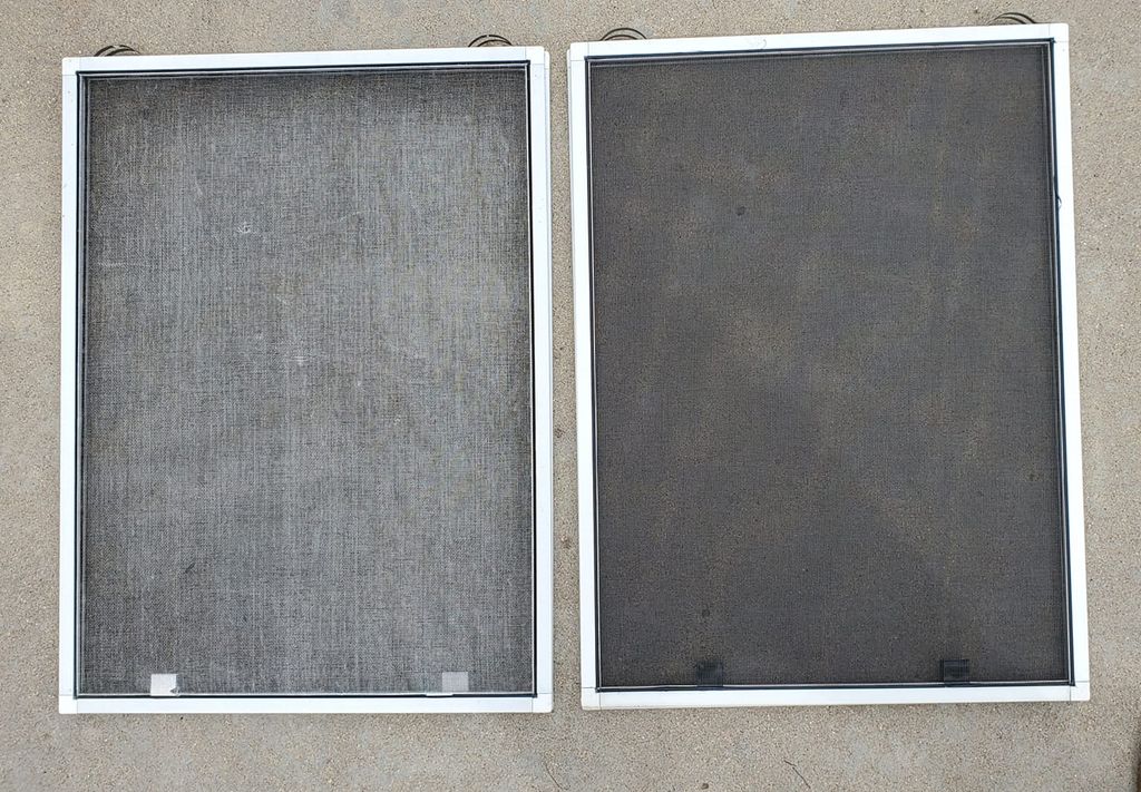 Window screen repair including new mesh, corners, 