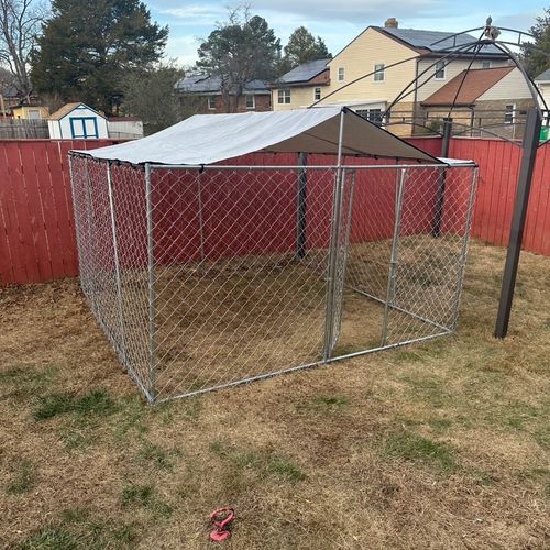 Assembled our outdoor dog Kennel.