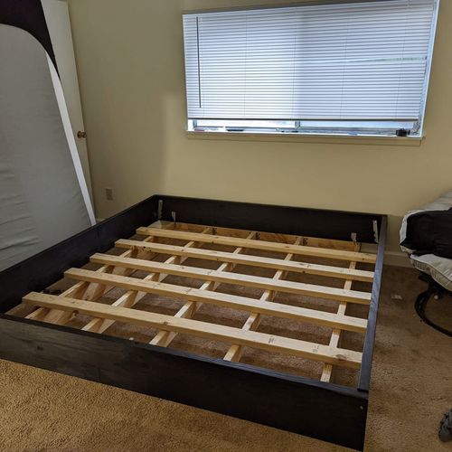 He built me a floating bed frame for a king size b