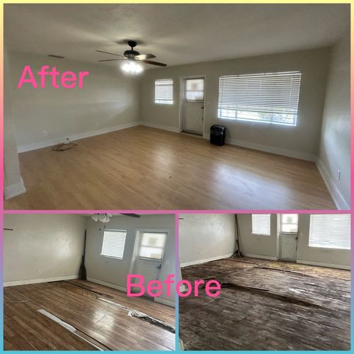 Removed flooring down to subfloor, installed new l