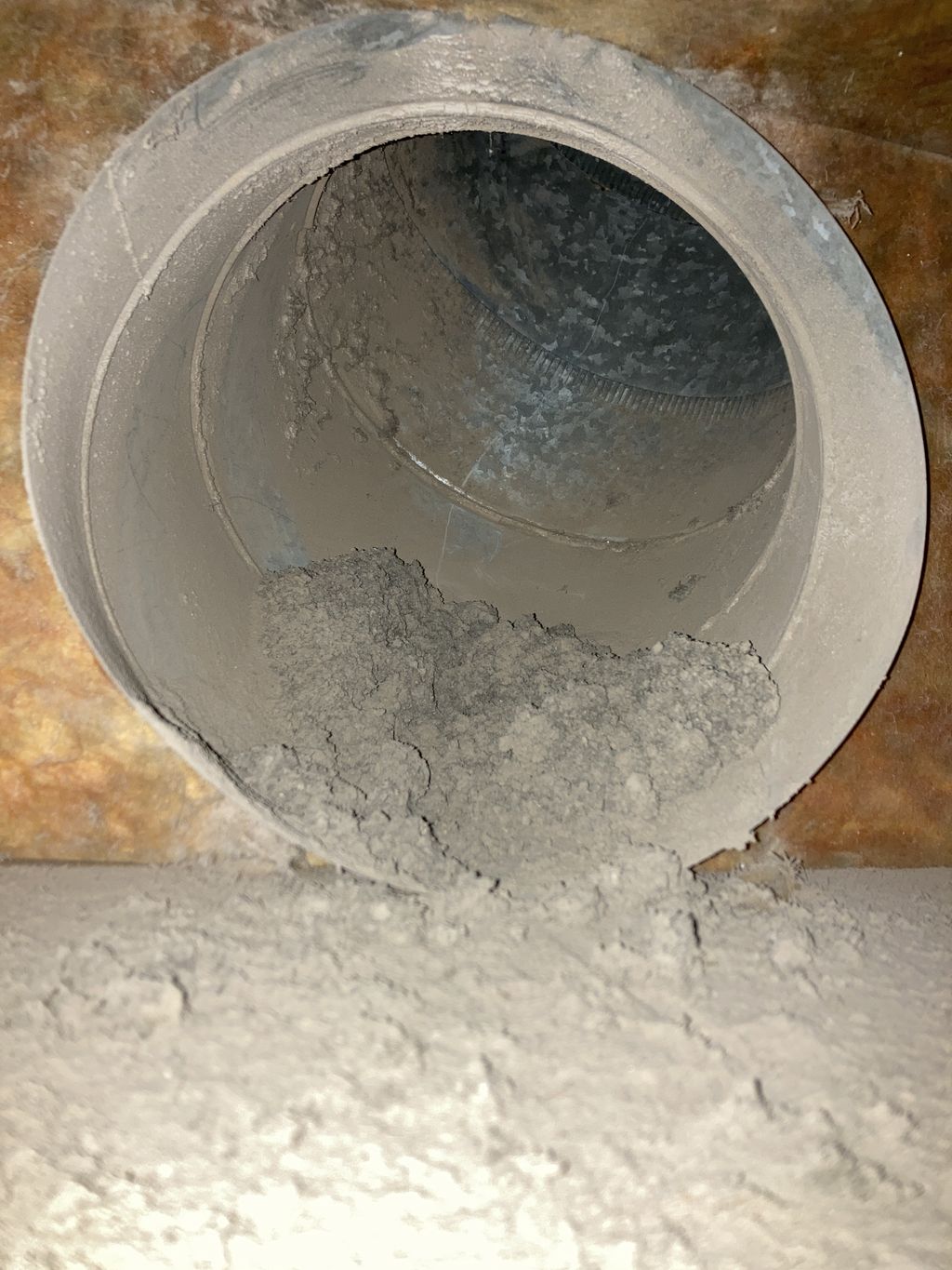 A return vent in progress. Showing the buildup tha