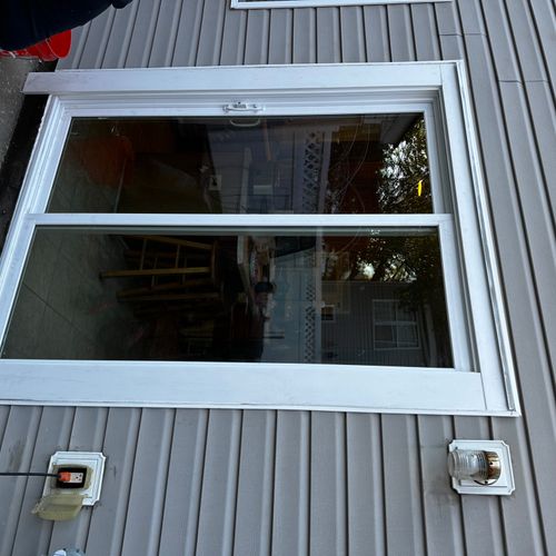 He installed an exterior sliding door perfectly an