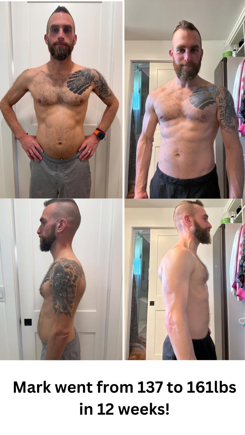 Mark gained 24lbs in 12 weeks!
