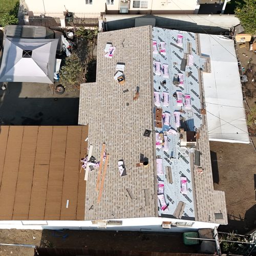 asphalt shingles roof replacement - in progress.