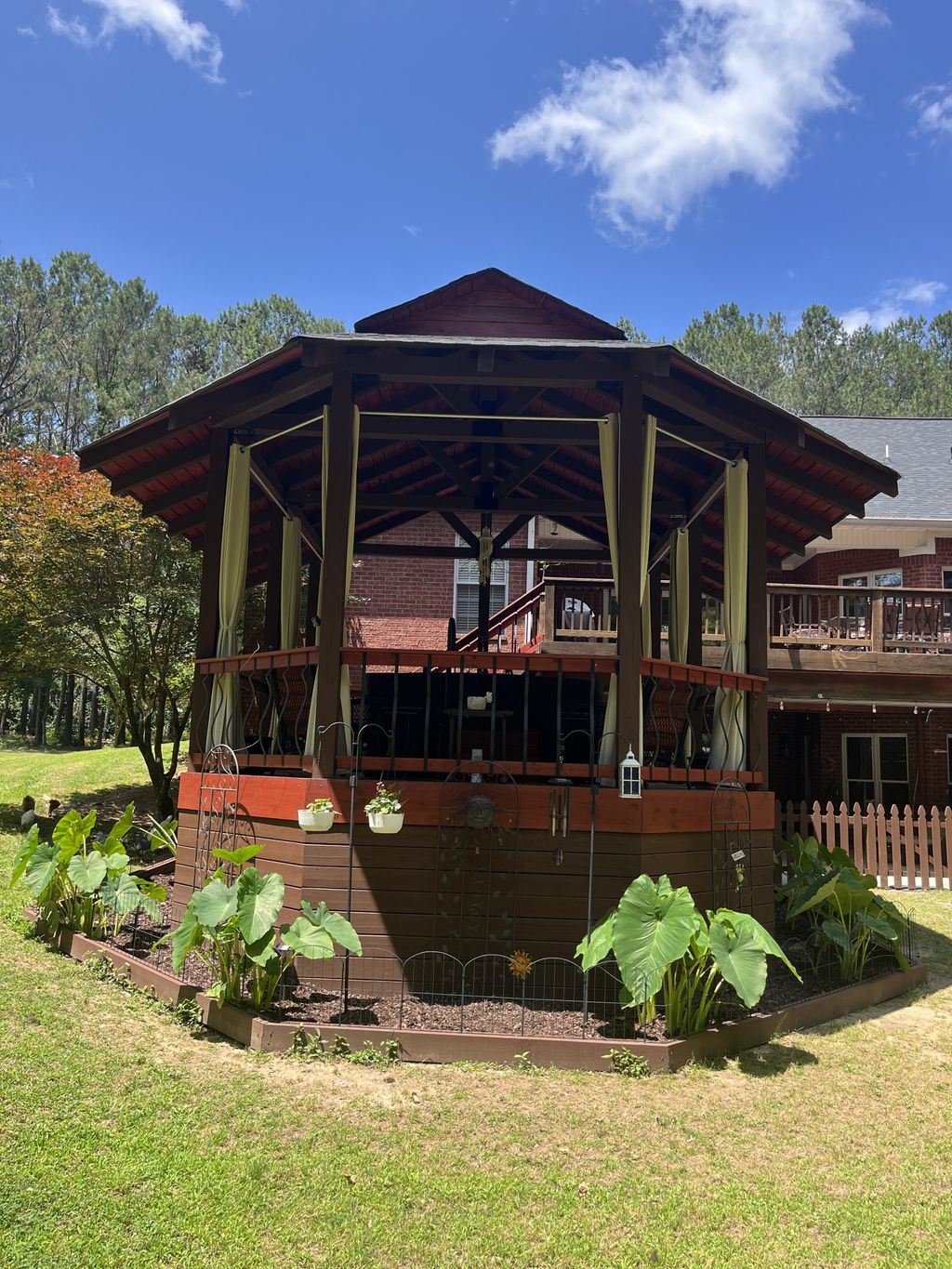 Deep overhang covered deck