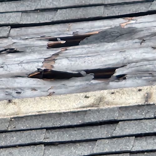 Damaged roof before Reclaim313 repaired