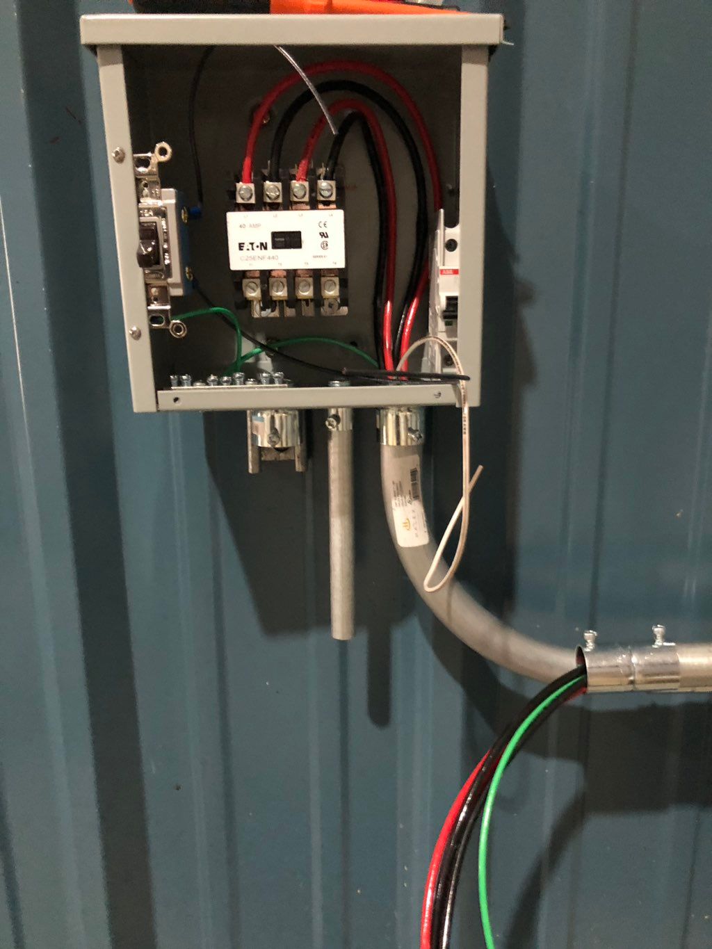 18kW tankless heater on off box.