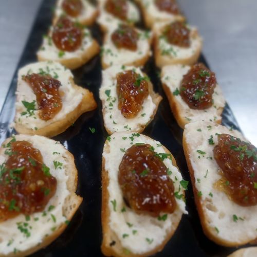 Baguette with Brie and Bacon Jam