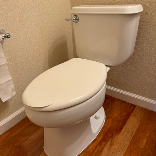 Replaced an old toilet with a new one. Ensured sec