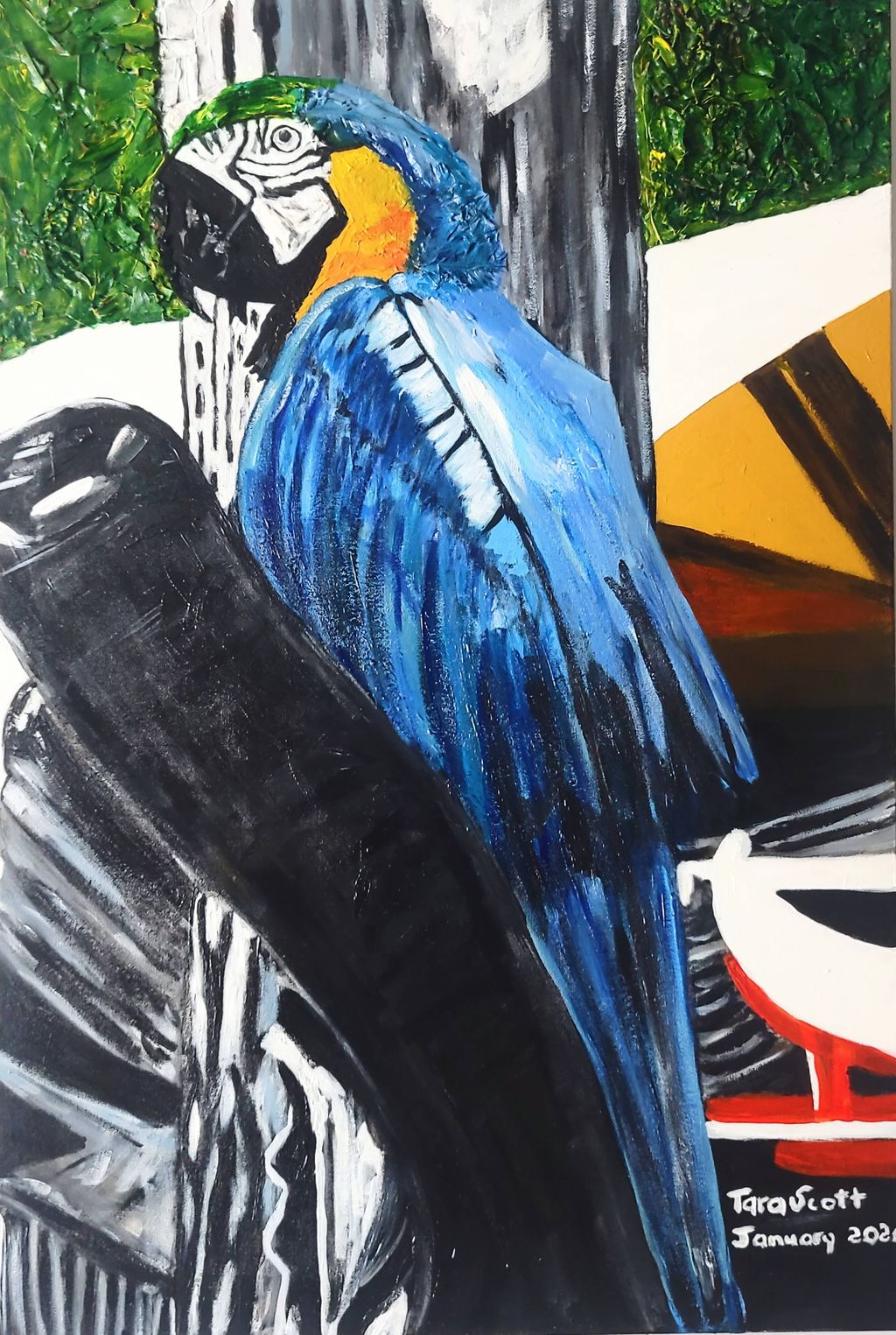Painting by Tara Scott (Blue Macaw)