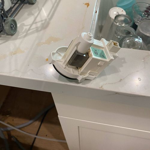 Replacement of the dishwasher drain pump.