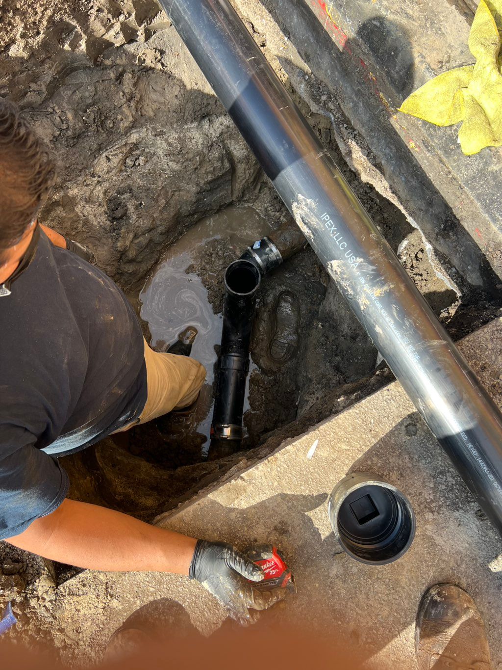 Installing 4” c/o for Popeyes restaurant in parkin
