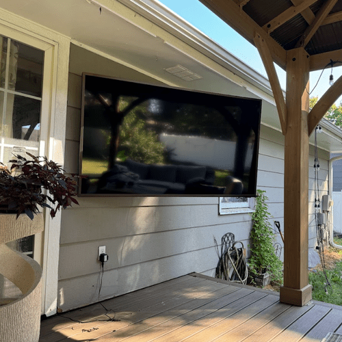 Outdoor Bliss!  75" TV Mounted and integrated into