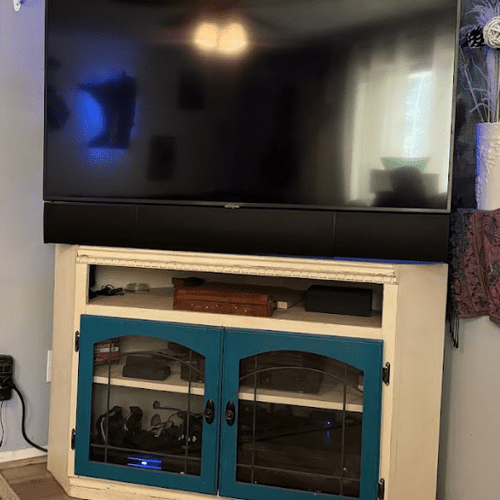 55" Corner Mounted TV with 3.1 Audio System