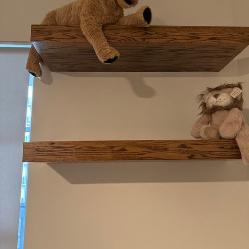 I had a vision for custom floating shelves and Joe