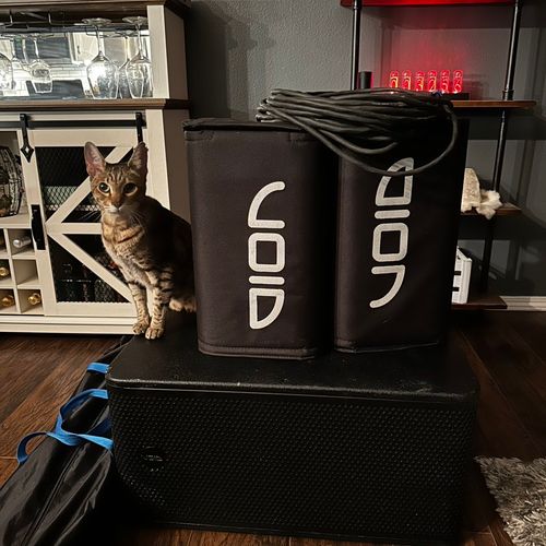 Rocky showing off the new VOID speaker system, hig