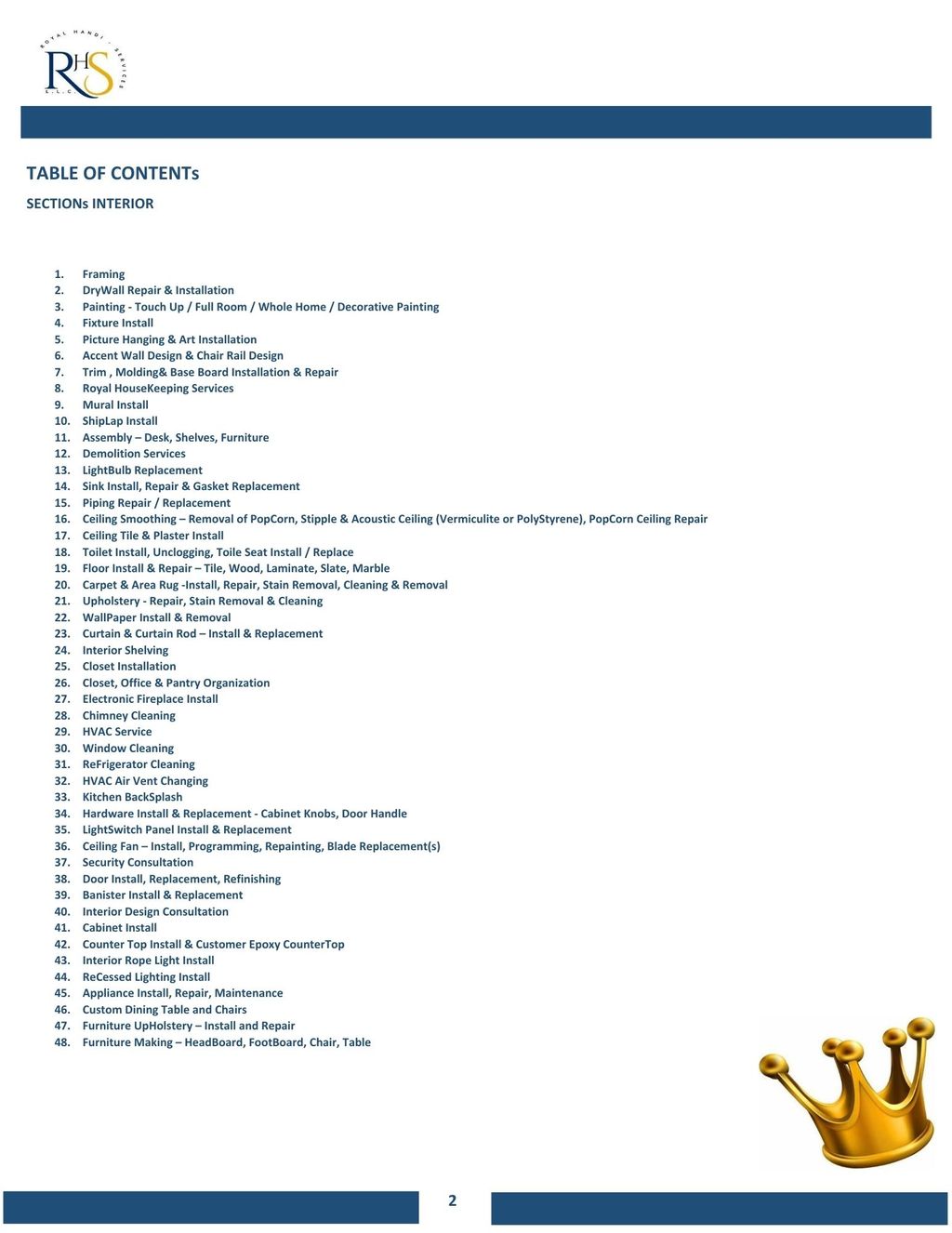 ROYAL RHS HANDI - SERVICEs PAGE 2