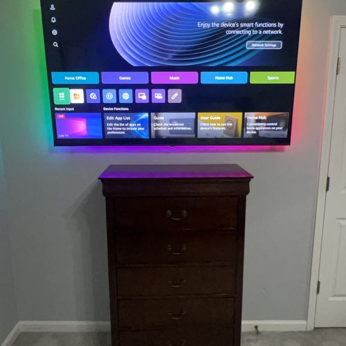 Wireless tv mounting with tv LEDs. Ask for LED add