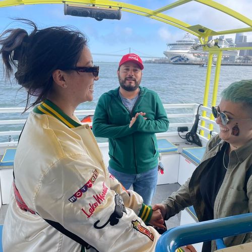 Impromptu rehearsal on a boat in the San Francisco