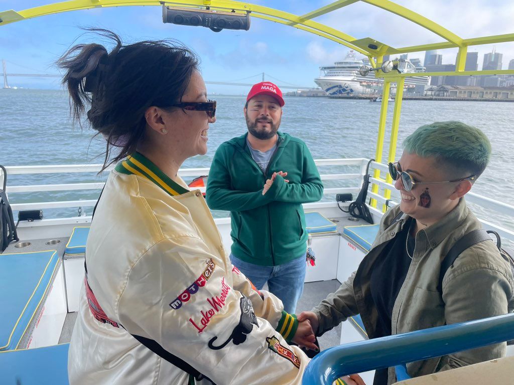 Impromptu rehearsal on a boat in the San Francisco