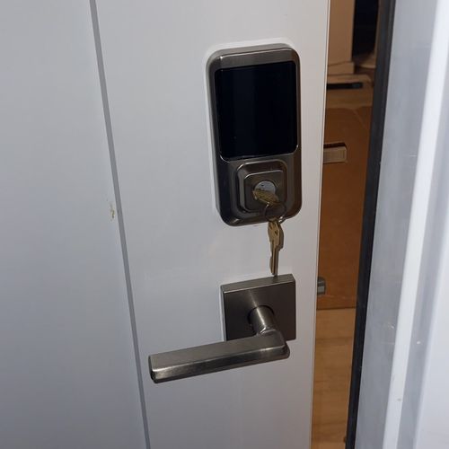 New key pad lock and door handle Installed 