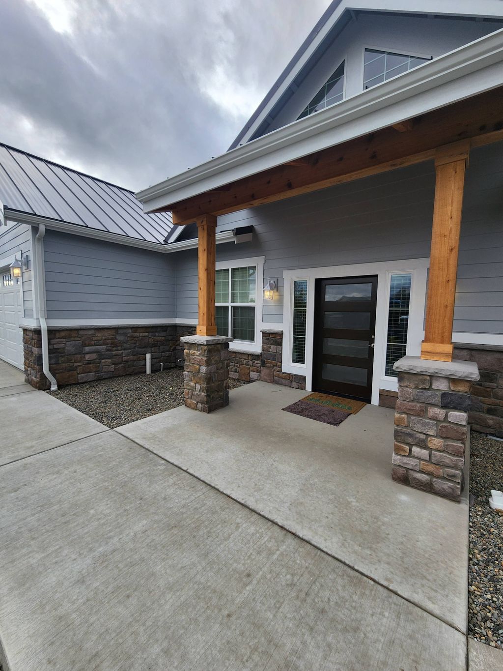 Installed Limestone on columns and wainscot 