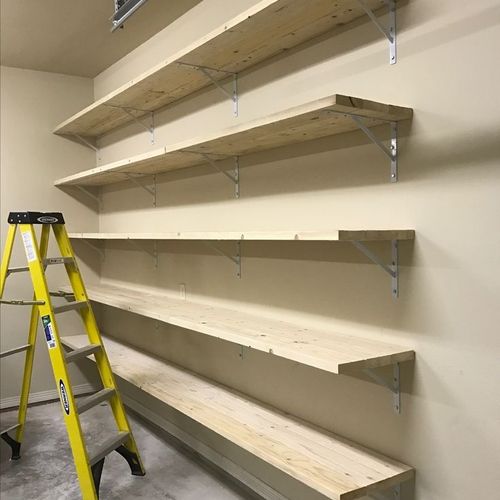 He professionally installed shelves in my garage