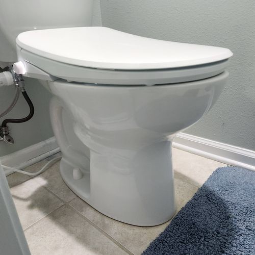 New Toilet Installation with Bidet Seat