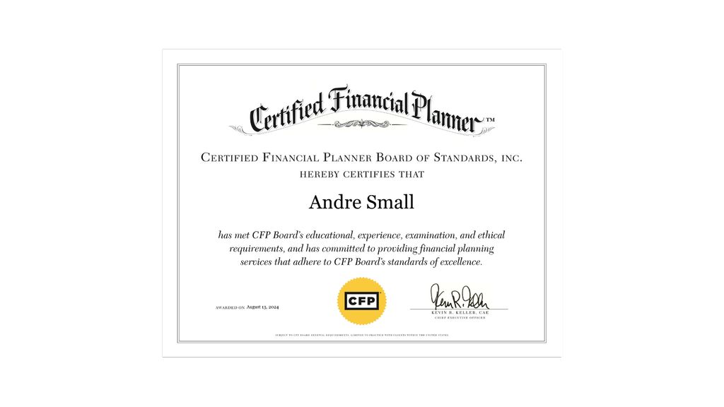 CFP® Certificate for Andre Small