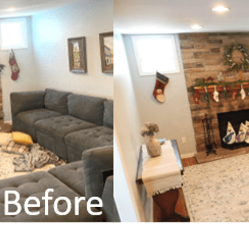 Before and after cleaning (family room)