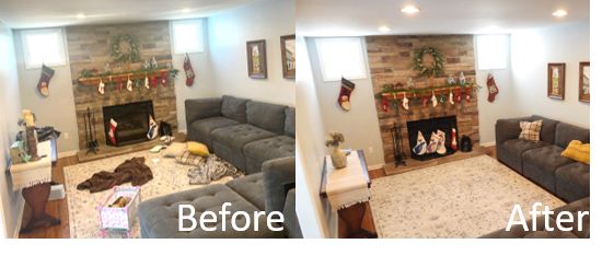 Before and after cleaning (family room)