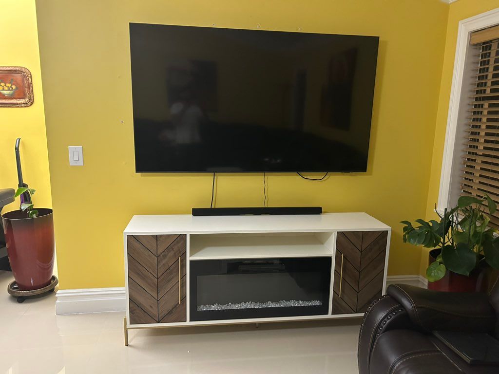 Tv mounting, and assembly of tv stand w/fireplace