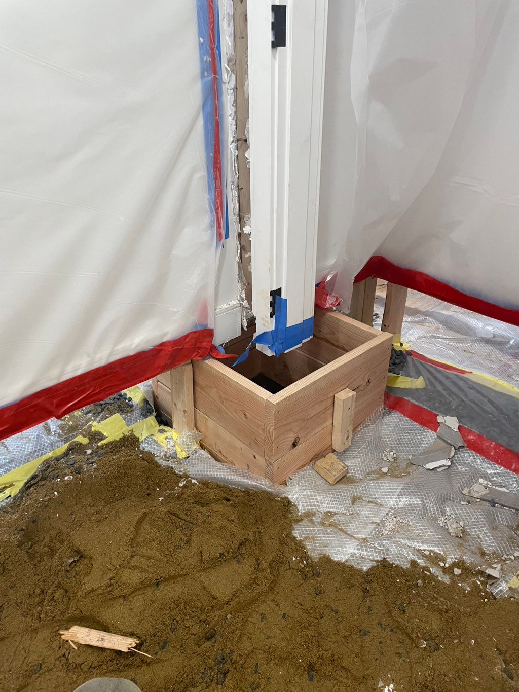 Forms  to pour new concrete footing.
