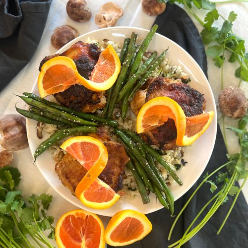 Braised Chicken Thighs with Shiitake Mushroom Rice