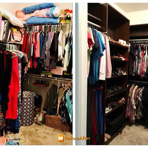 Hers before & after design w/ organizing