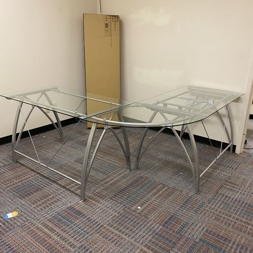 Glass desk assembly 