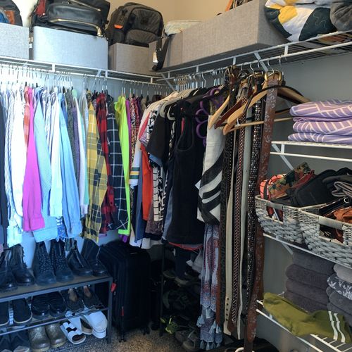 Closet after decluttering & organizing