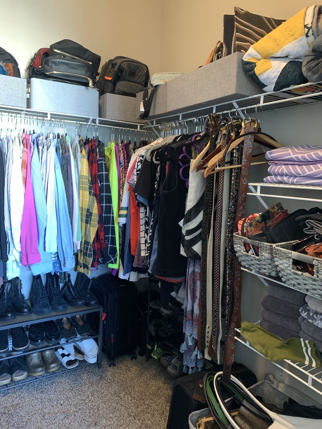 Closet after decluttering & organizing